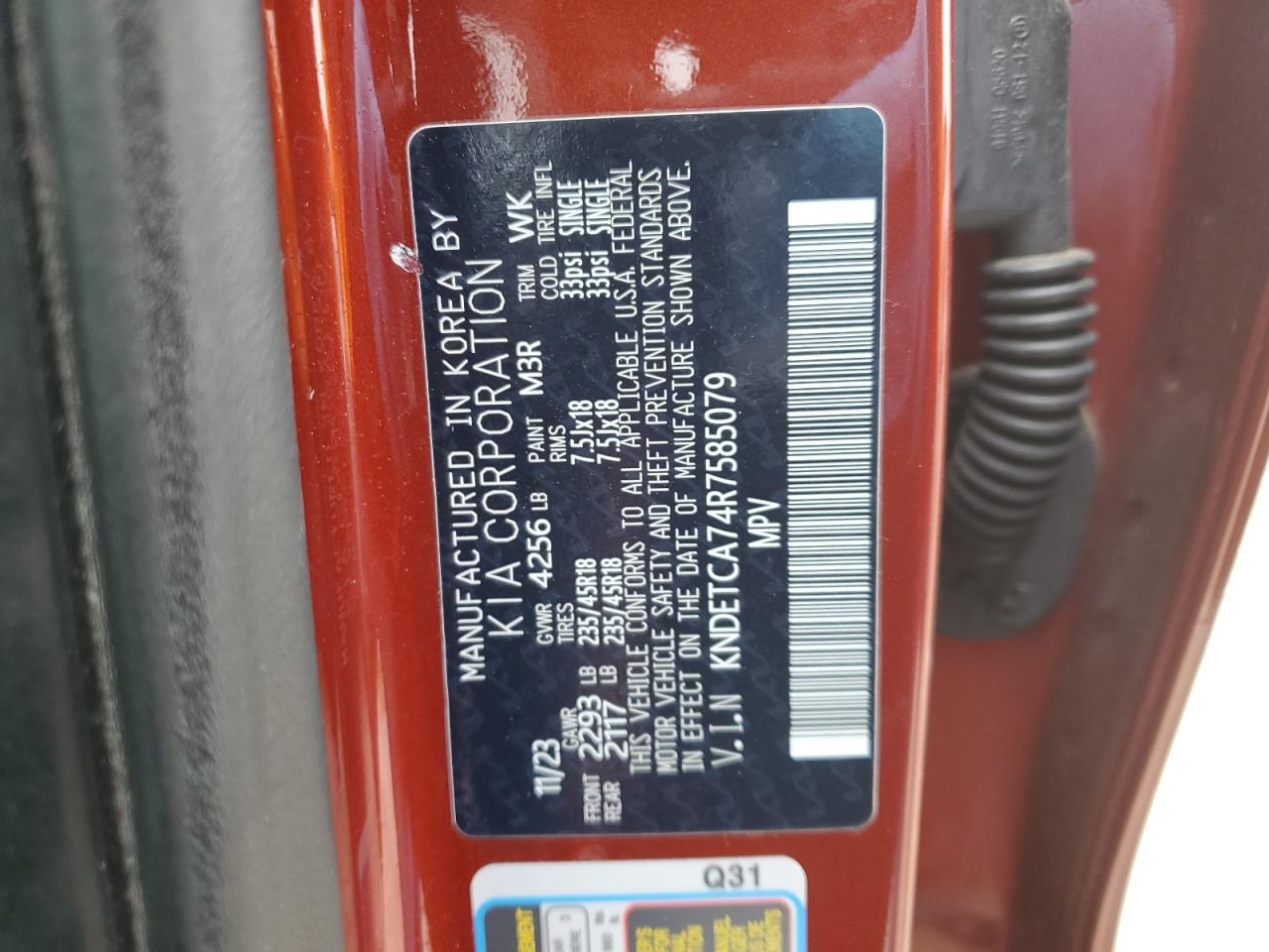 2024 KIA Seltos VIN KNDETCA74R7585079 Copart auction photo, front end / all over damage thumbnail 13