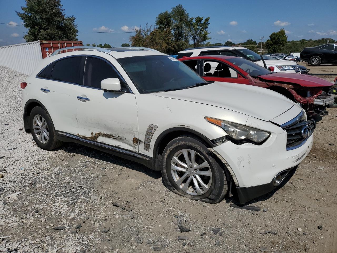 2013 Infiniti FX VIN JN8CS1MU1DM141169 Copart auction photo, front end / side damage thumbnail 4