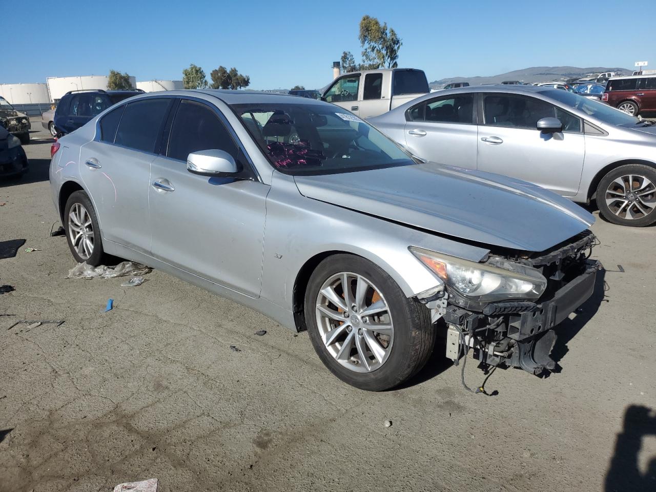 2014 Infiniti Q50 VIN JN1BV7AR1EM700533 Copart auction photo, all over damage thumbnail 4