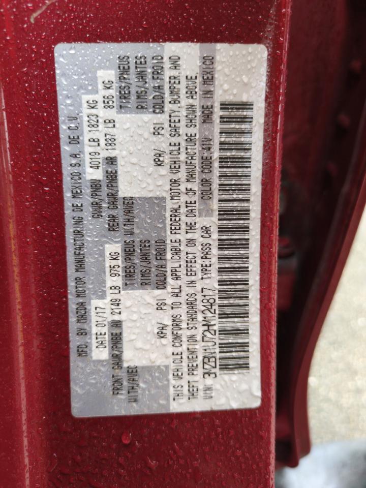 2017 Mazda 3 VIN 3MZBN1U72HM124817 Copart auction photo, water/flood damage thumbnail 13
