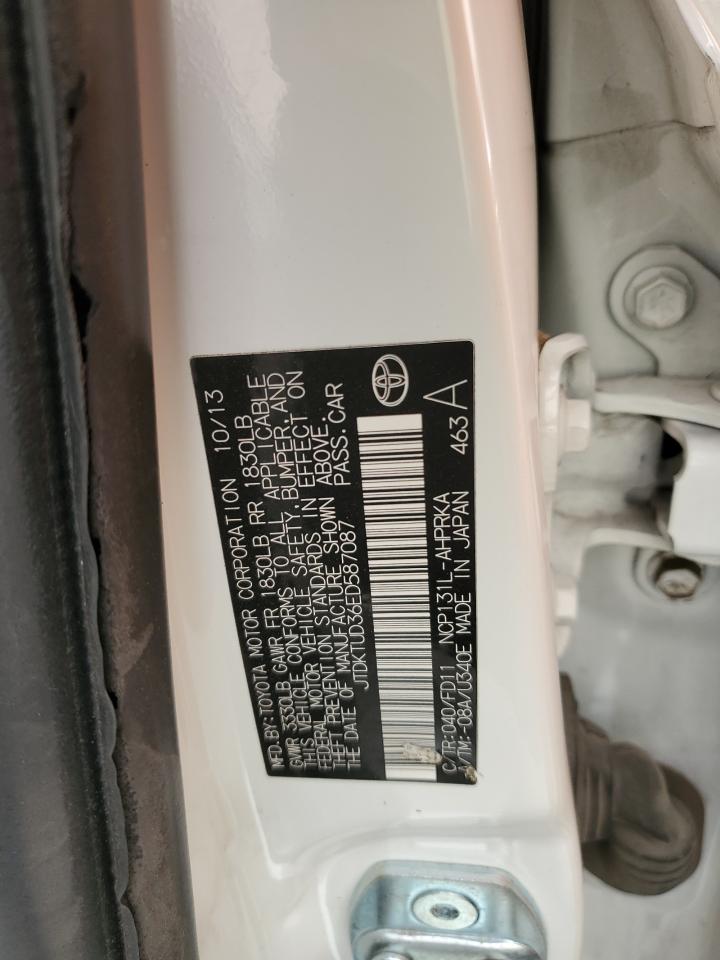 2014 Toyota Yaris VIN JTDKTUD36ED587087 Copart auction photo, front end damage thumbnail 12