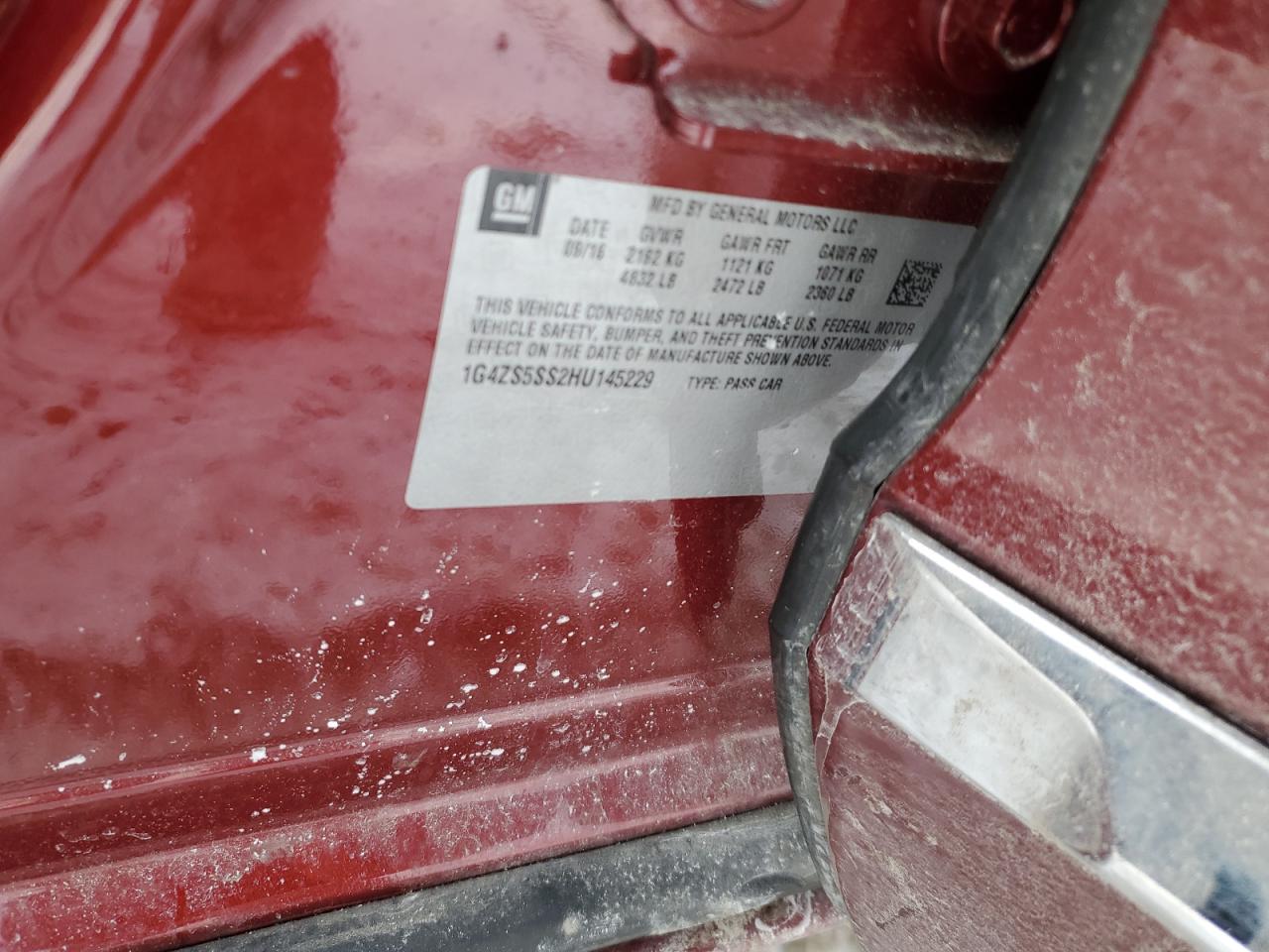 2017 Buick LaCrosse VIN 1G4ZS5SS2HU145229 Copart auction photo, side / front end damage thumbnail 12