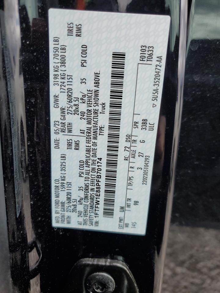 2023 Ford F-150 VIN 1FTFW1E88PFB70174 Copart auction photo, front end damage thumbnail 12