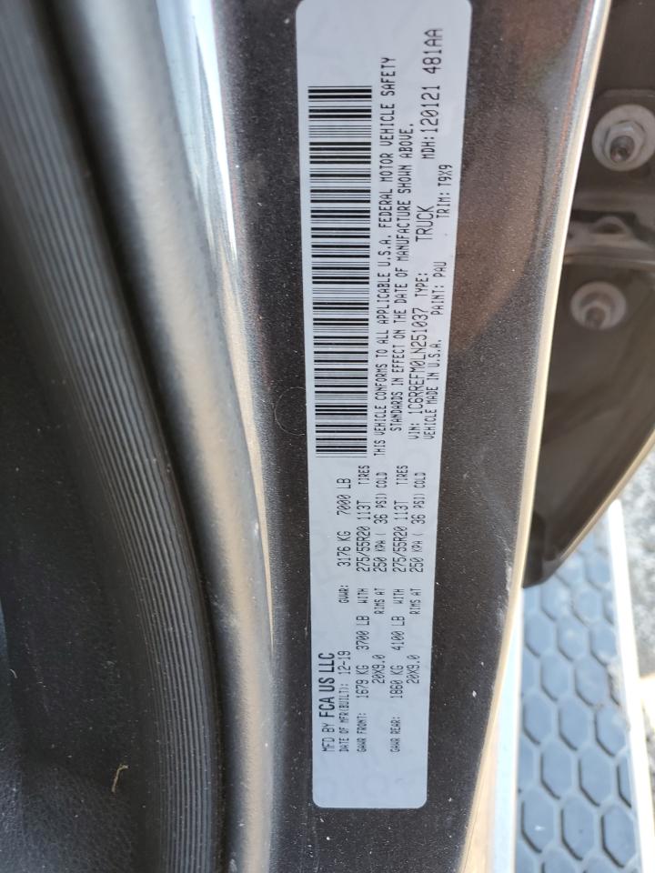 2020 RAM 1500 VIN 1C6RREFM0LN251037 Copart auction photo, front end / side damage thumbnail 15