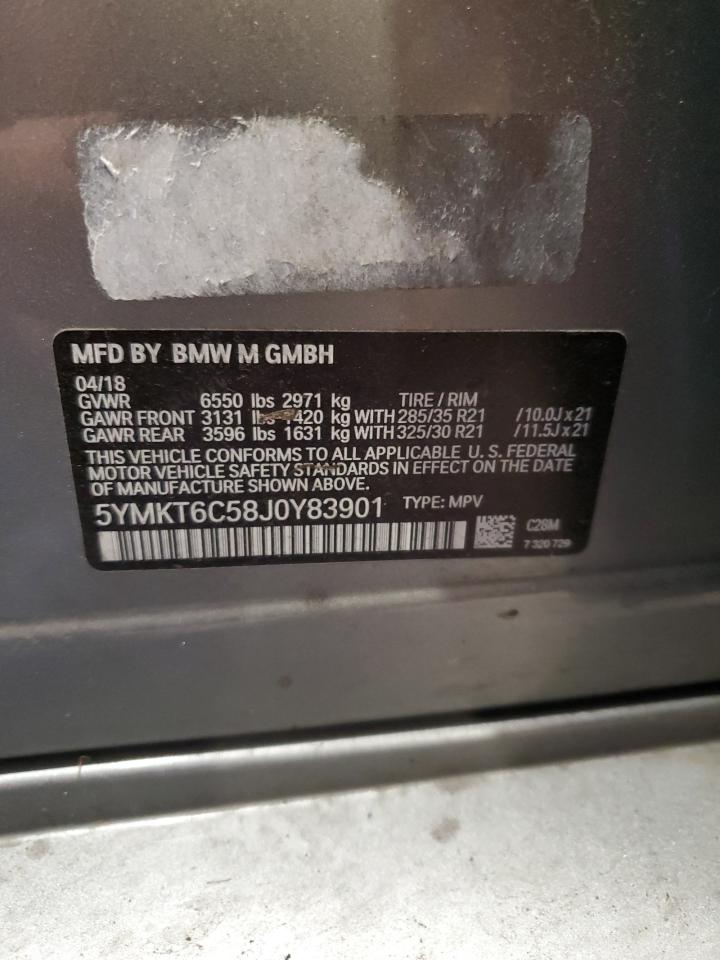 2018 BMW X5 VIN 5YMKT6C58J0Y83901 Copart auction photo, front end damage thumbnail 14