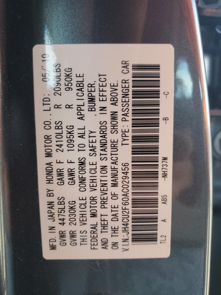 2010 Acura TSX VIN JH4CU2F60AC029456 Copart auction photo, front end damage thumbnail 12