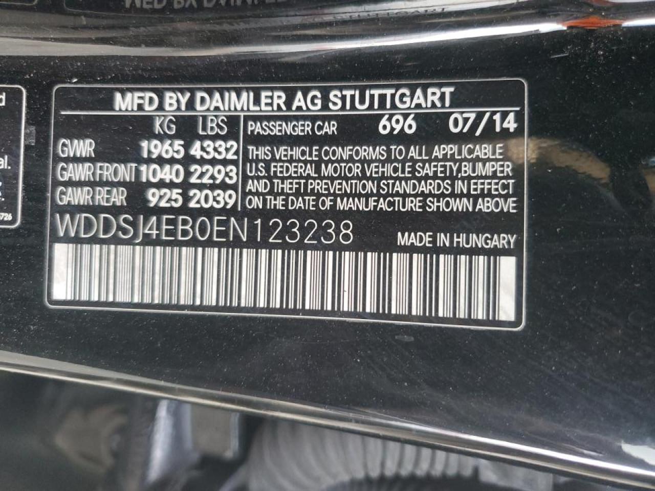 2014 Mercedes-Benz CLA-klasse VIN WDDSJ4EB0EN123238 Copart auction photo, rear end damage thumbnail 12