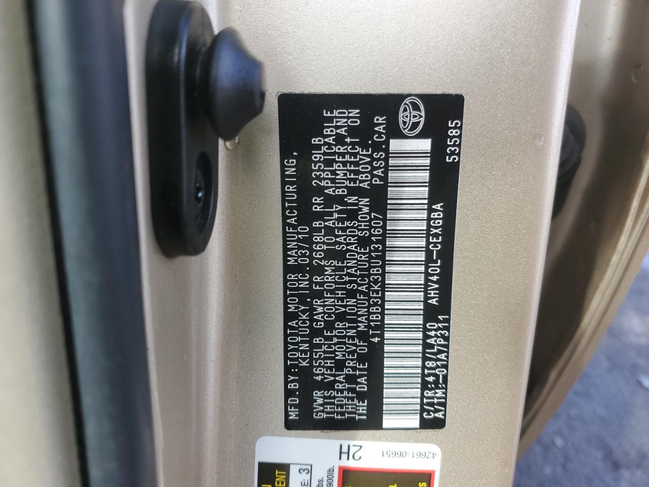2011 Toyota Camry VIN 4T1BB3EK3BU131607 Copart auction photo, front end damage thumbnail 13
