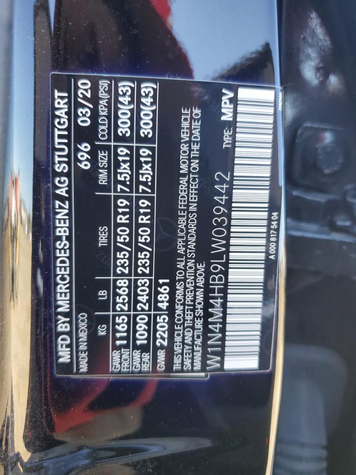 2020 Mercedes-Benz GLB VIN W1N4M4HB9LW039442 Copart auction photo, minor dent/scratches damage thumbnail 15