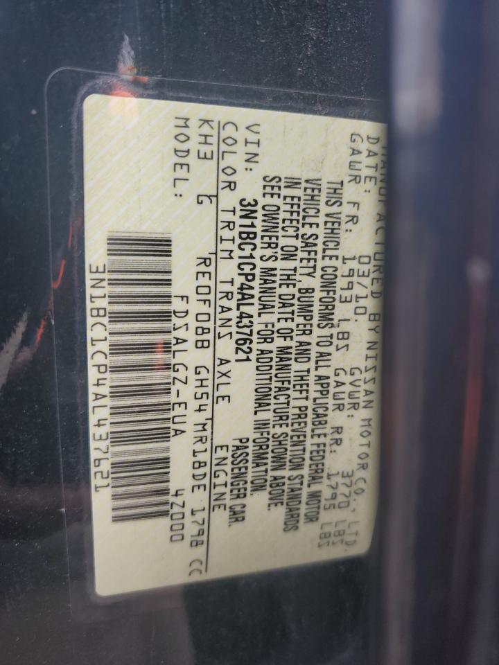 2010 Nissan Versa VIN 3N1BC1CP4AL437621 Copart auction photo, front end damage thumbnail 12