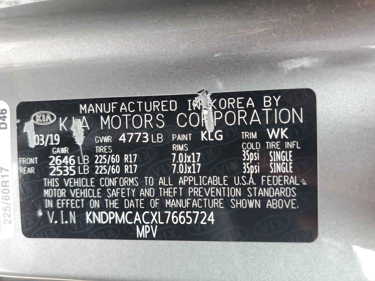 2020 KIA Sportage VIN KNDPMCACXL7665724 Copart auction photo, front end / side damage thumbnail 13