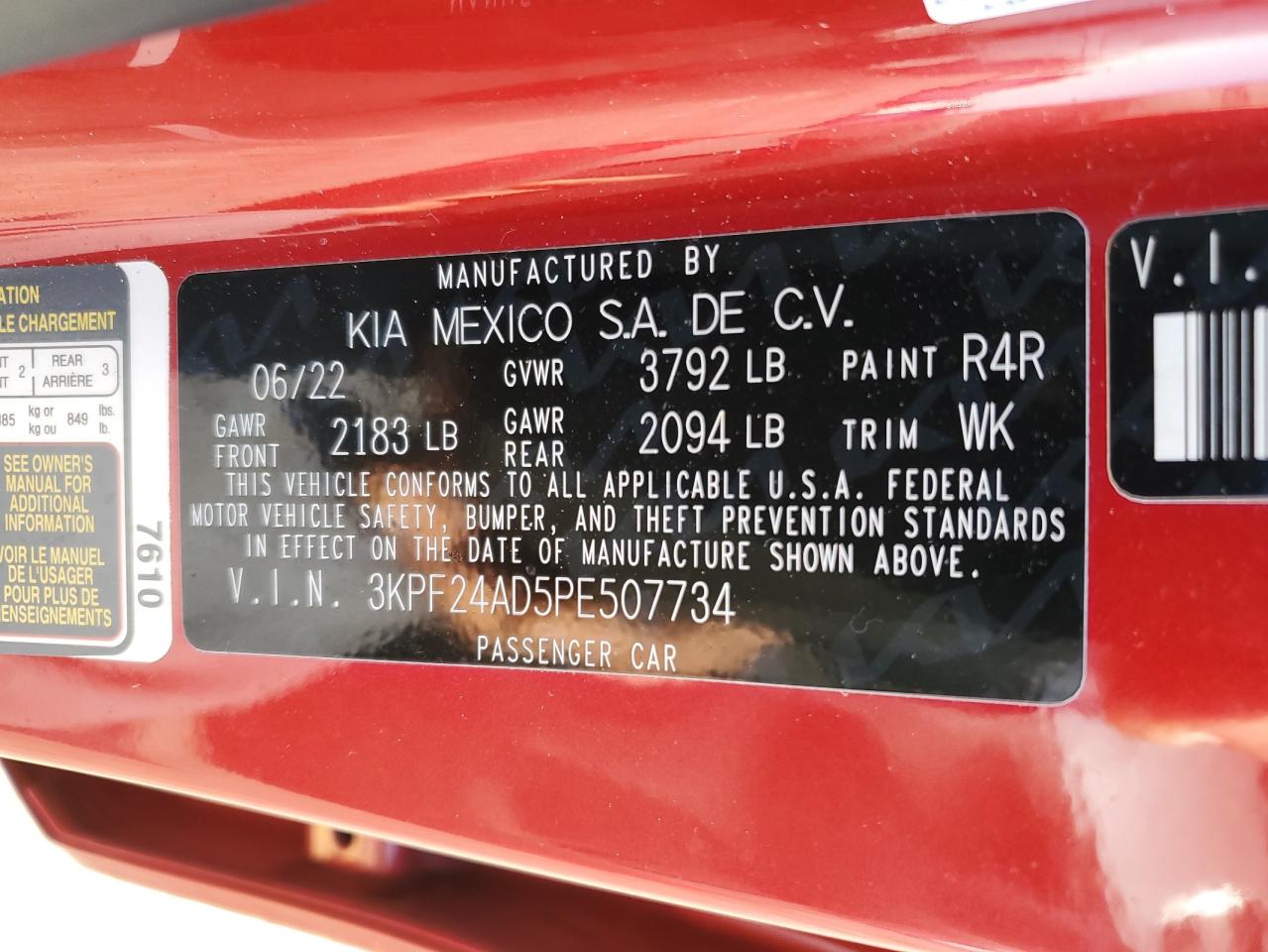 2023 KIA Forte VIN 3KPF24AD5PE507734 Copart auction photo, rear end damage thumbnail 13