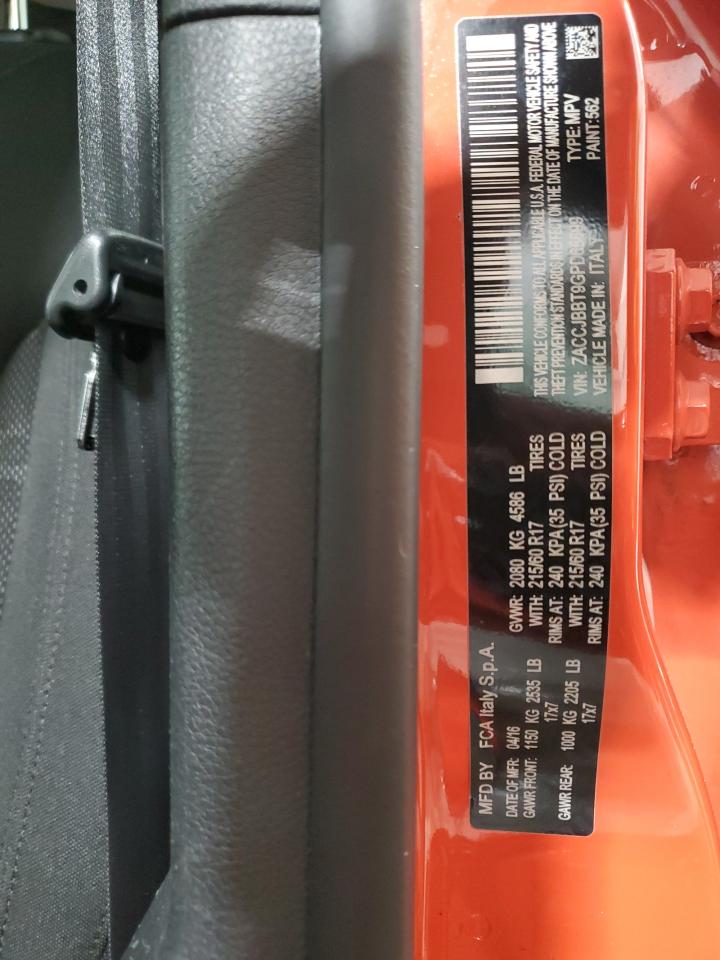 2016 Jeep Renegade VIN ZACCJBBT9GPD66699 Copart auction photo, front end damage thumbnail 14