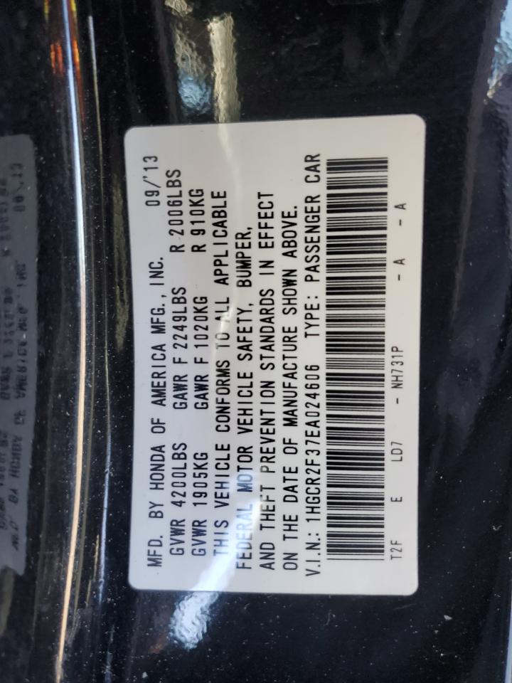 2014 Honda Accord VIN 1HGCR2F37EA024606 Copart auction photo, rear end / side damage thumbnail 12