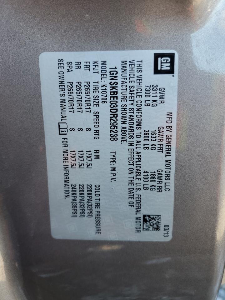 2013 Chevrolet Tahoe VIN 1GNSKBE03DR295238 Copart auction photo, all over damage thumbnail 14