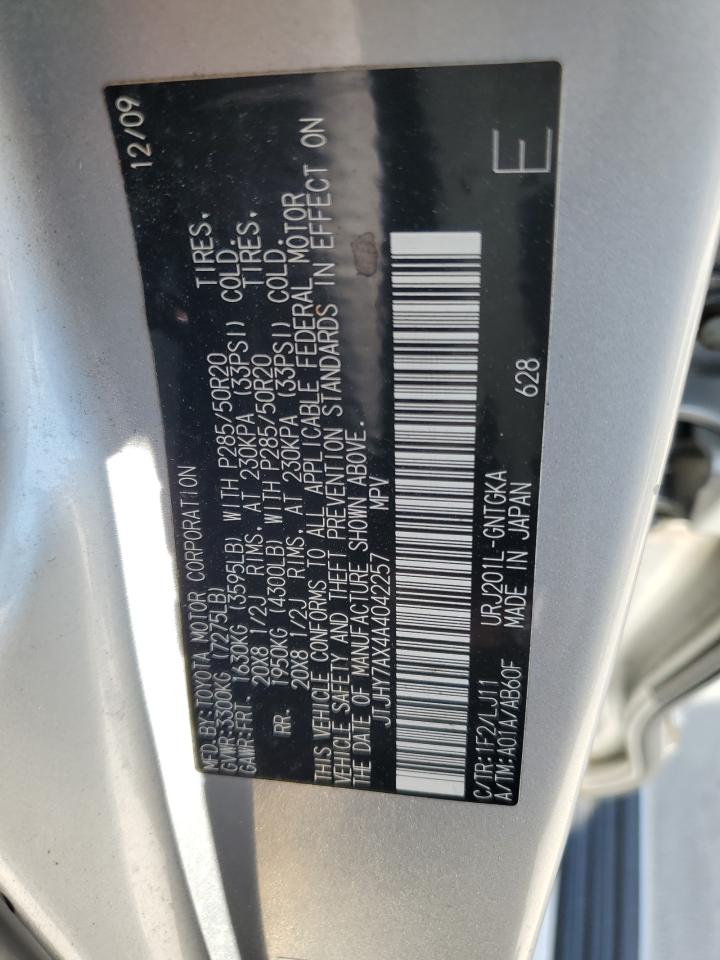 2010 Lexus LX VIN JTJHY7AX4A4042257 Copart auction photo, top/roof / rear end damage thumbnail 13