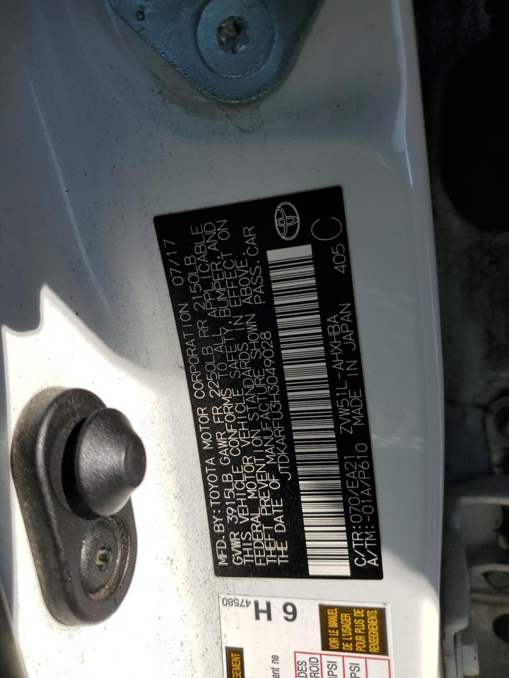 2017 Toyota Prius VIN JTDKARFU3H3049028 Copart auction photo, water/flood damage thumbnail 13