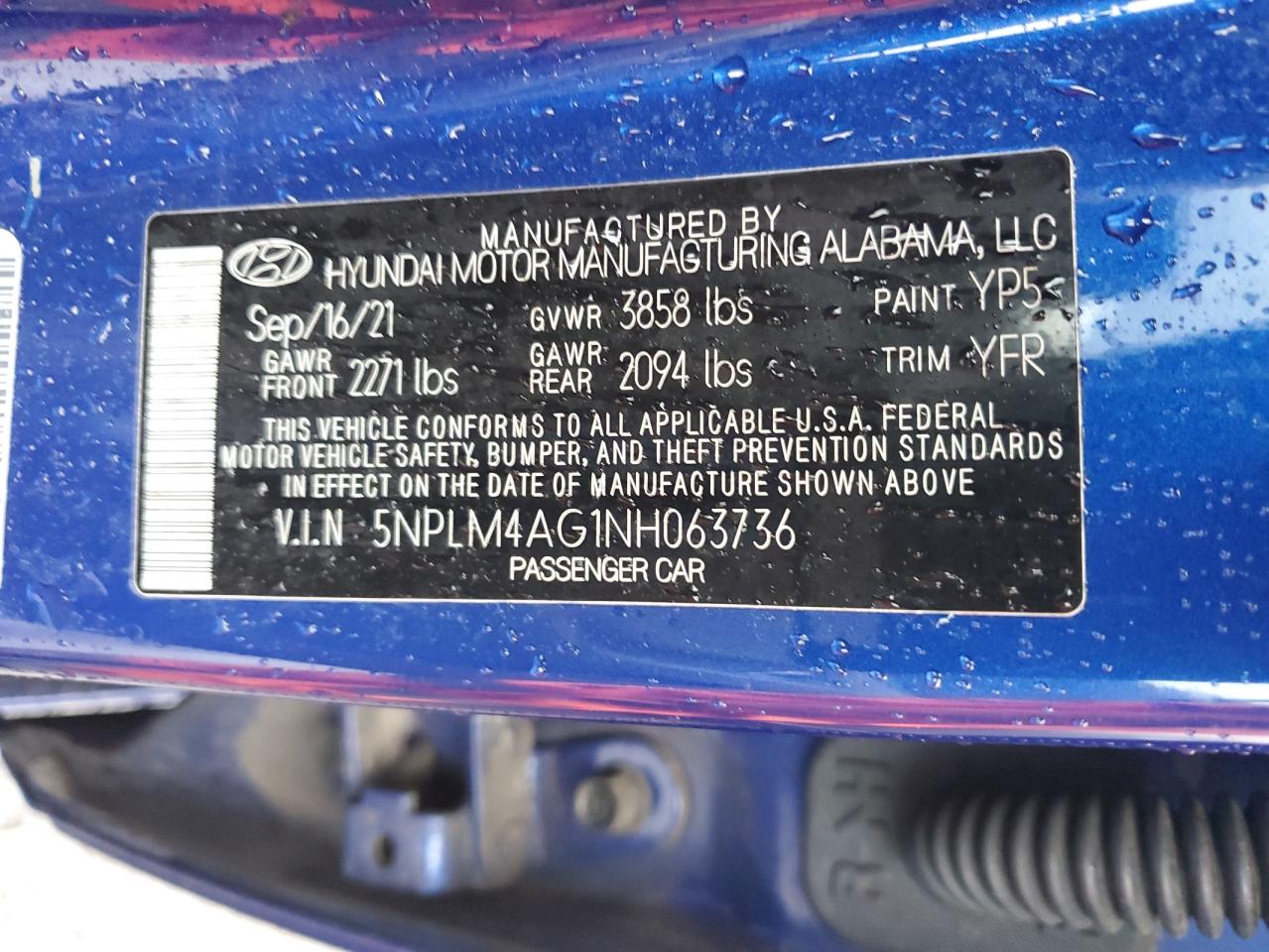 2022 Hyundai Elantra VIN 5NPLM4AG1NH063736 Copart auction photo, front end damage thumbnail 13
