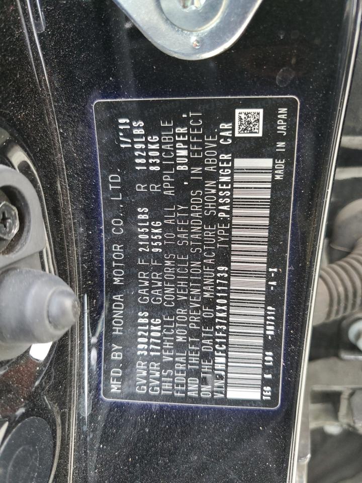 2019 Honda Civic VIN JHMFC1F37KX011739 Copart auction photo, front end damage thumbnail 14