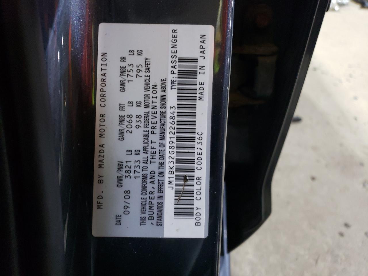 2009 Mazda 3 VIN JM1BK32G891226843 Copart auction photo, front end / undercarriage damage thumbnail 13
