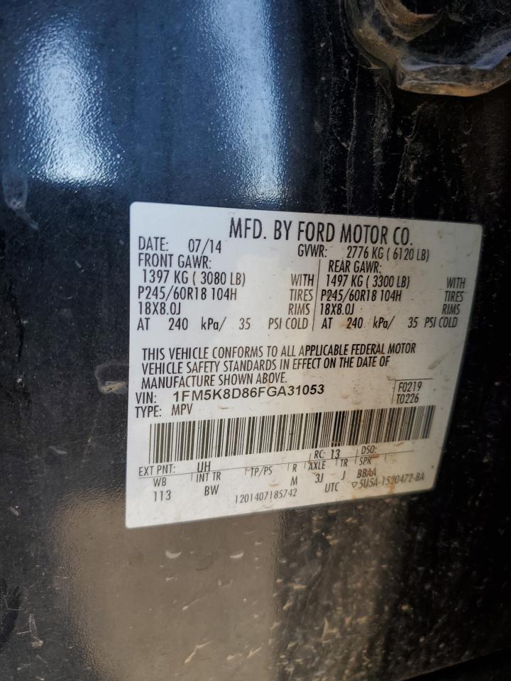 2015 Ford Explorer VIN 1FM5K8D86FGA31053 Copart auction photo, front end damage thumbnail 13