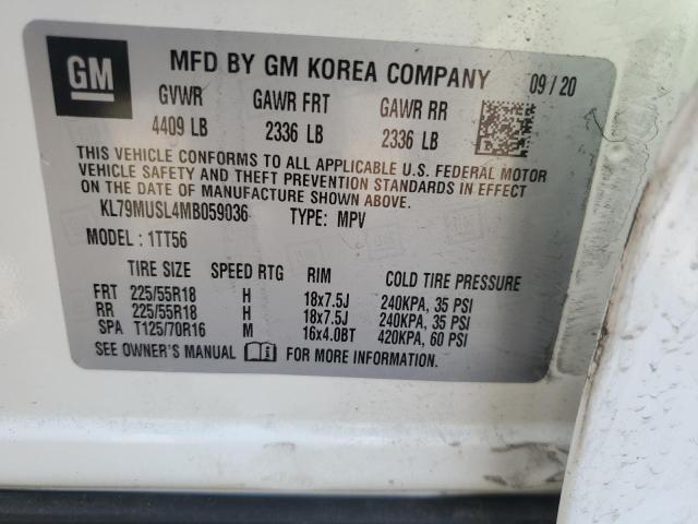 2021 Chevrolet TrailBlazer VIN KL79MUSL4MB059036 Copart auction photo, rollover damage thumbnail 13