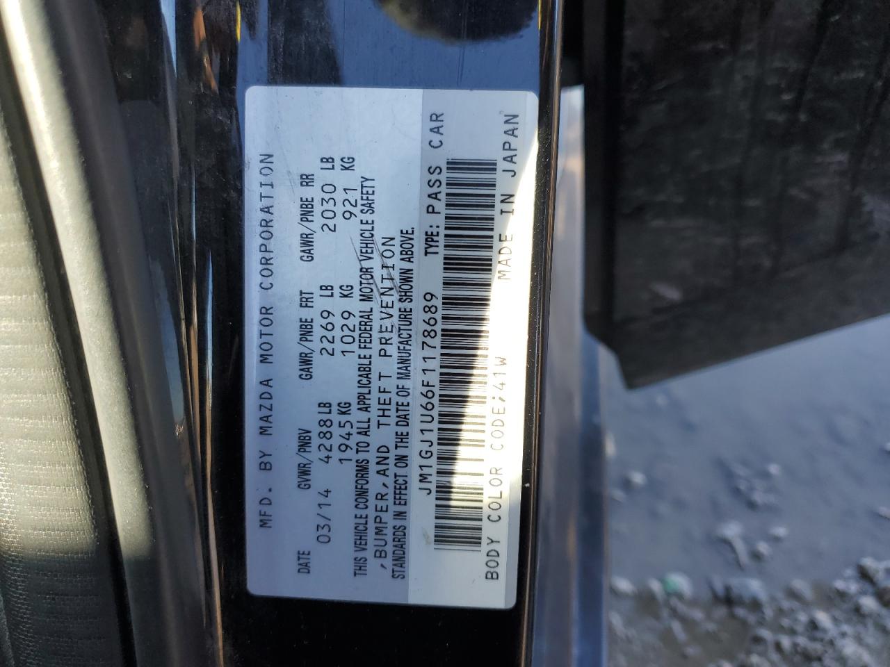 2015 Mazda 6 VIN JM1GJ1U66F1178689 Copart auction photo, front end damage thumbnail 12