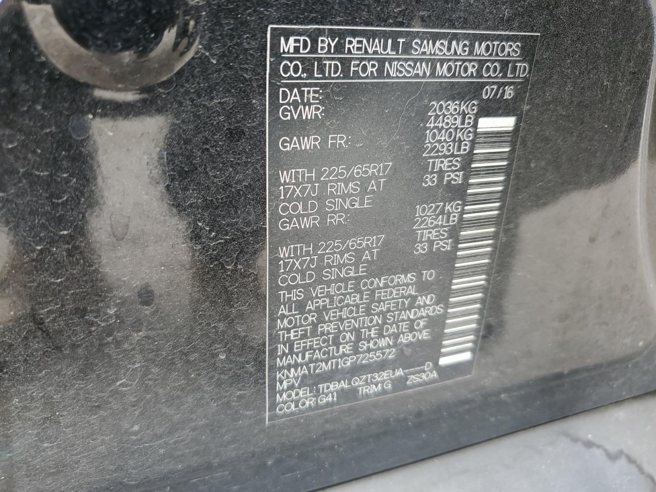 2016 Nissan Rogue VIN KNMAT2MT1GP725572 Copart auction photo, front end damage thumbnail 16
