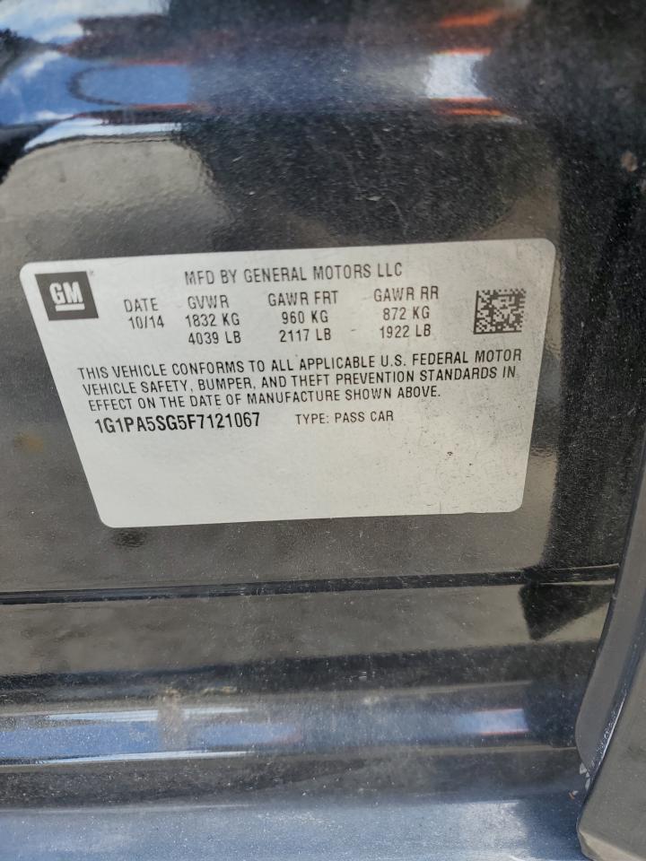 2015 Chevrolet Cruze VIN 1G1PA5SG5F7121067 Copart auction photo, rear end damage thumbnail 12