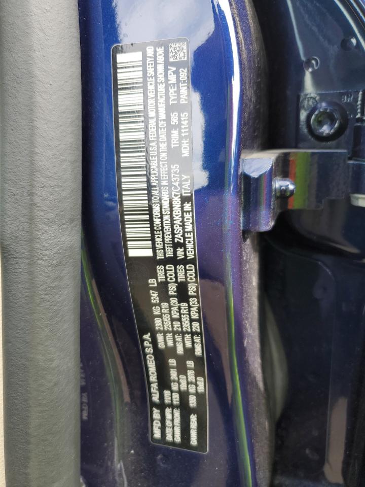 2019 Alfa Romeo Stelvio VIN ZASPAKBN8K7C43735 Copart auction photo, front end damage thumbnail 13