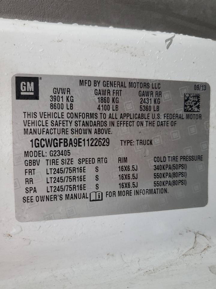 2014 Chevrolet Express VIN 1GCWGFBA9E1122629 Copart auction photo, front end damage thumbnail 13