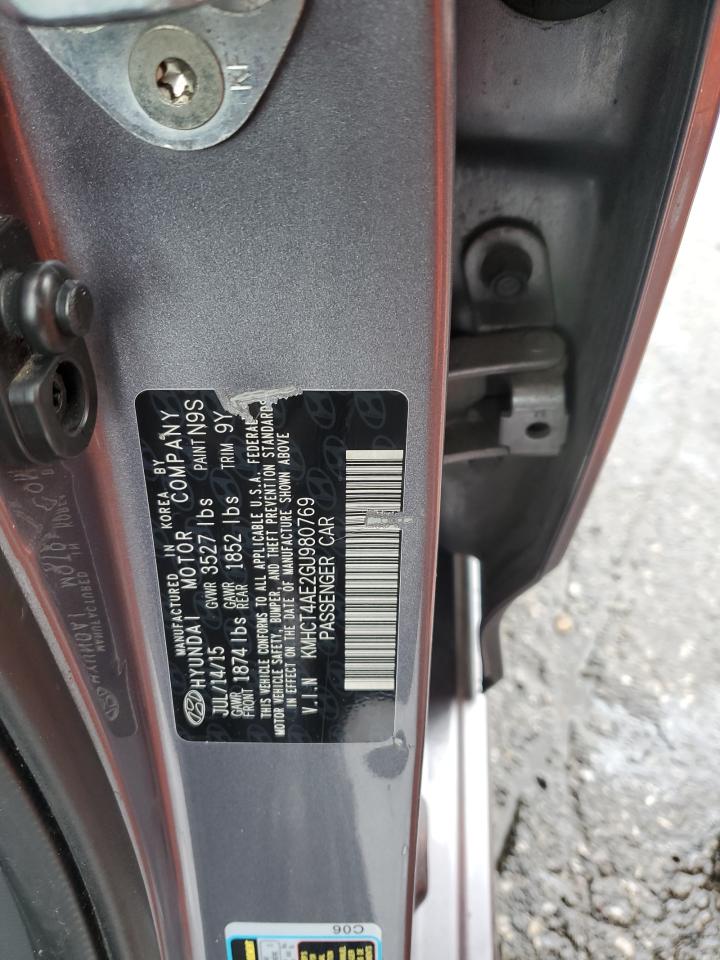 2016 Hyundai Accent VIN KMHCT4AE2GU980769 Copart auction photo, front end / rear end damage thumbnail 12