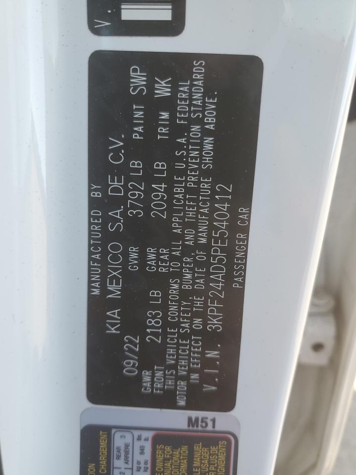 2023 KIA Forte VIN 3KPF24AD5PE540412 Copart auction photo, all over / minor dent/scratches damage thumbnail 12