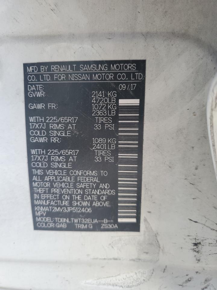 2018 Nissan Rogue VIN KNMAT2MV3JP512406 Copart auction photo, side / minor dent/scratches damage thumbnail 15