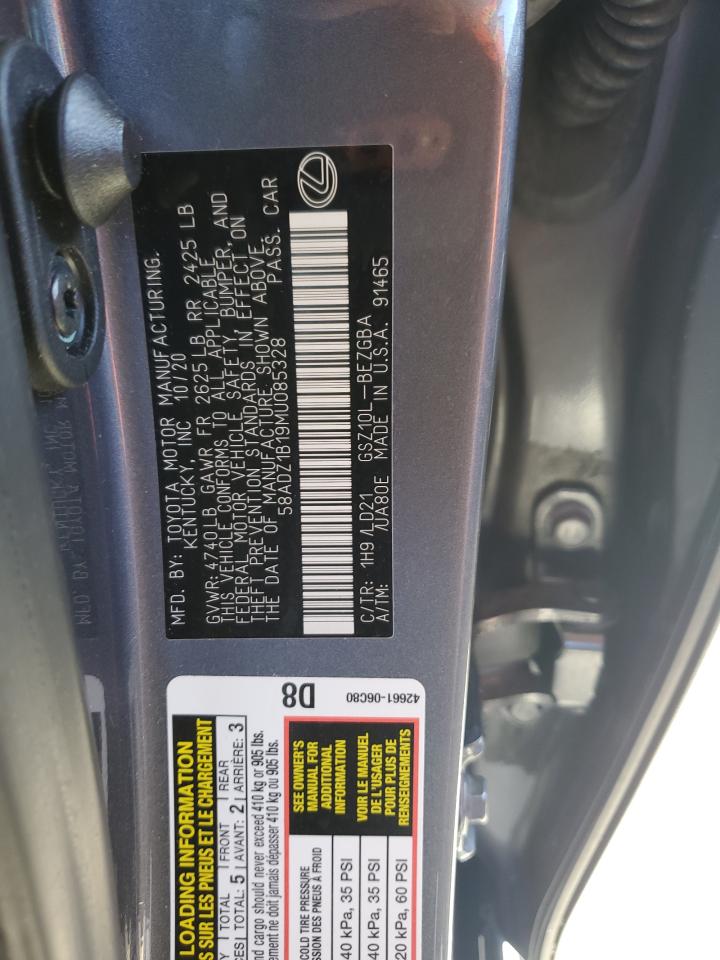 2021 Lexus ES VIN 58ADZ1B19MU085328 Copart auction photo, front end damage thumbnail 13