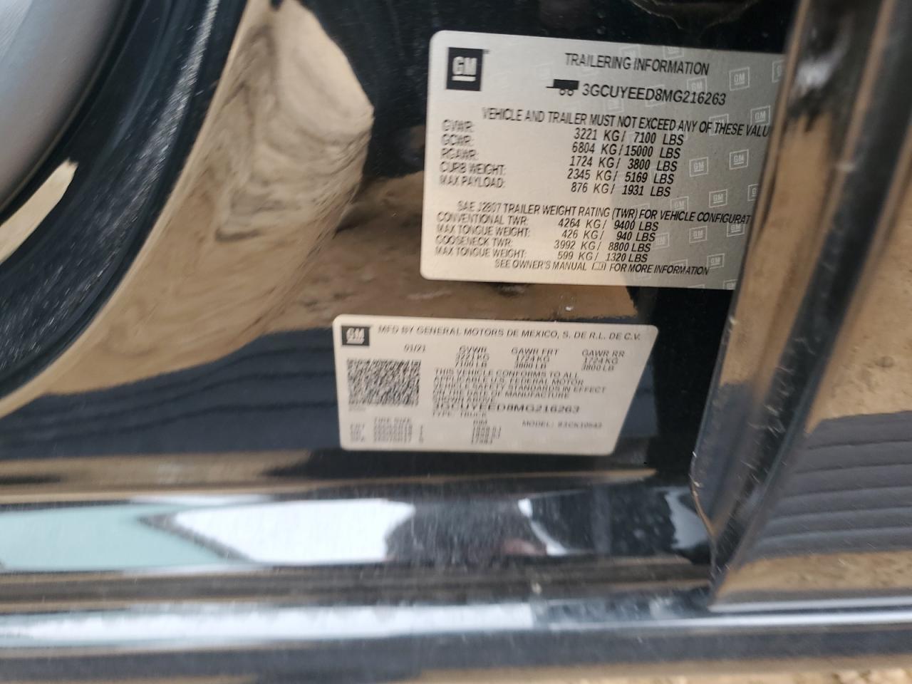 2021 Chevrolet Silverado VIN 3GCUYEED8MG216263 Copart auction photo, front end damage thumbnail 14