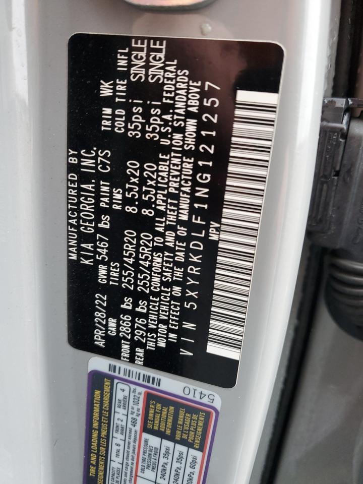 2022 KIA Sorento VIN 5XYRKDLF1NG121257 Copart auction photo, front end damage thumbnail 13