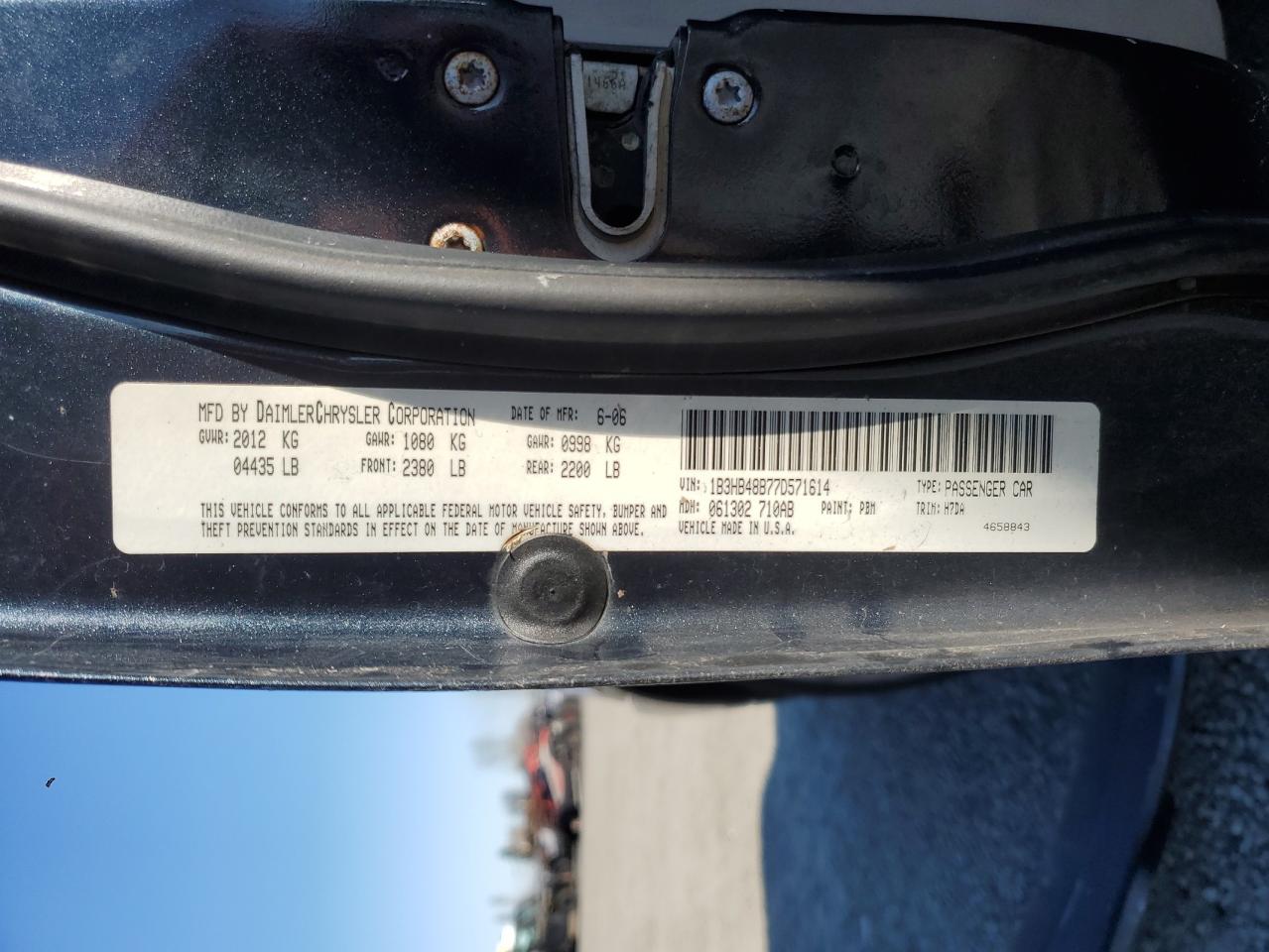 2007 Dodge Caliber VIN 1B3HB48B77D571614 Copart auction photo, all over damage thumbnail 14