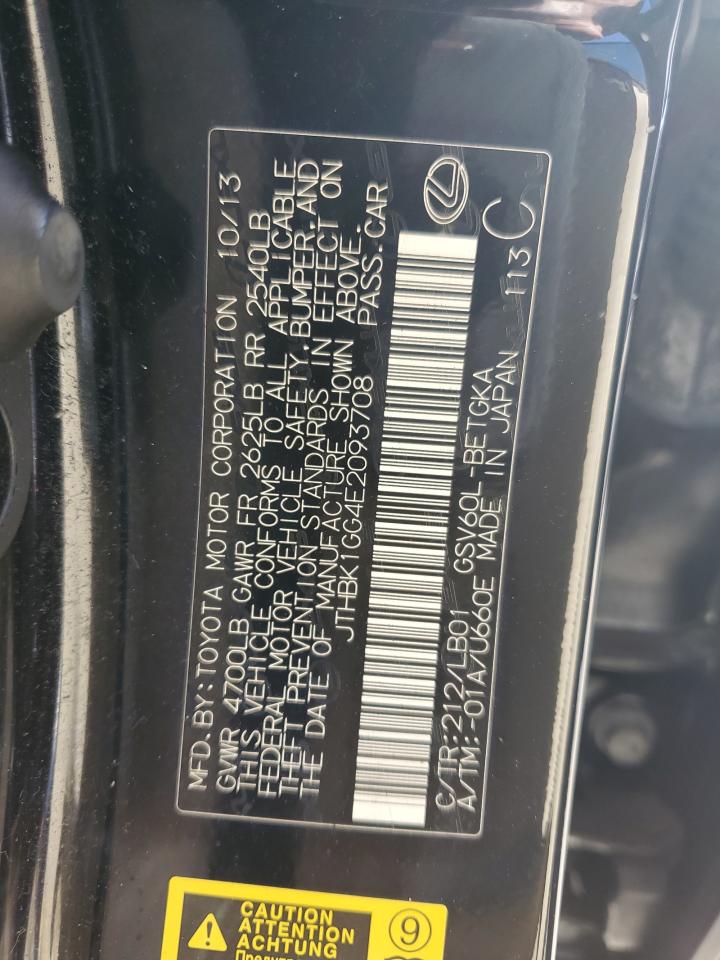 2014 Lexus ES VIN JTHBK1GG4E2093708 Copart auction photo, water/flood damage thumbnail 12