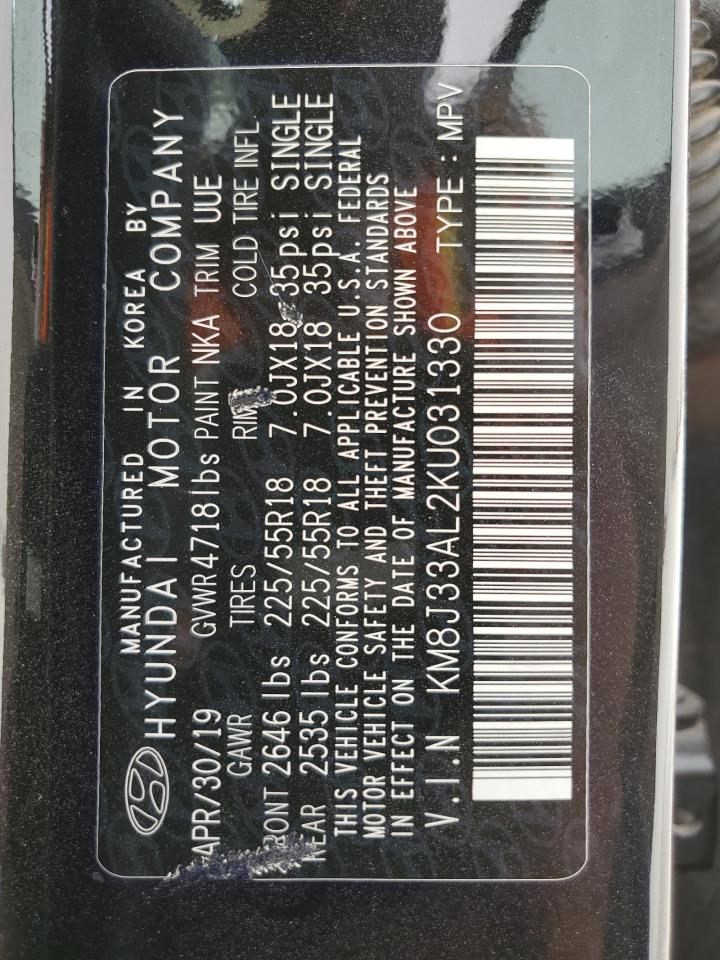 2019 Hyundai Tucson VIN KM8J33AL2KU031330 Copart auction photo, front end / minor dent/scratches damage thumbnail 14