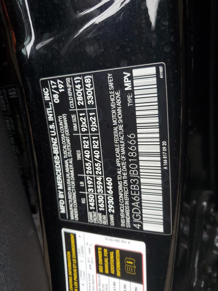 2018 Mercedes-Benz GLE VIN 4JGDA6EB3JB018666 Copart auction photo, burn - engine / burn - interior damage thumbnail 12