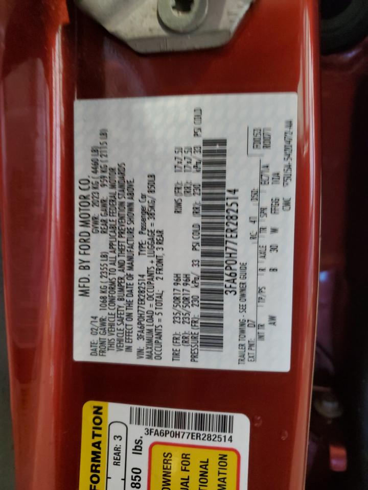 2014 Ford Fusion VIN 3FA6P0H77ER282514 Copart auction photo, side / rear end damage thumbnail 12