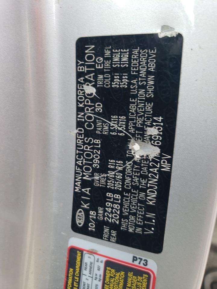 2019 KIA Soul VIN KNDJN2A27K7691314 Copart auction photo, all over damage thumbnail 14