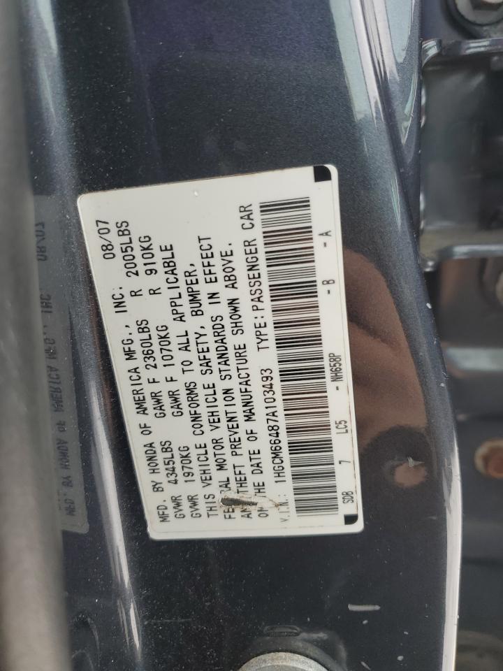 2007 Honda Accord VIN 1HGCM66487A103493 Copart auction photo, front end damage thumbnail 12