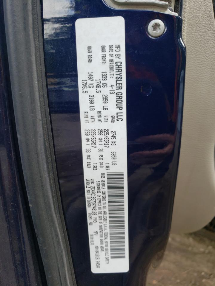 2013 Chrysler Town & Country VIN 2C4RC1BG7DR748108 Copart auction photo, front end damage thumbnail 13