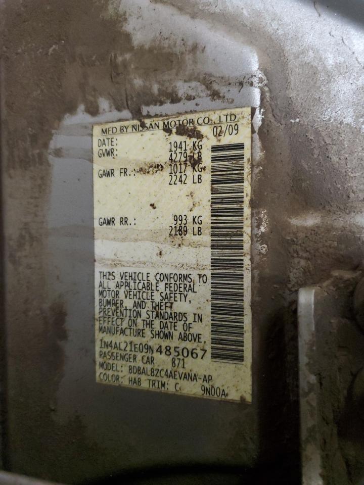 2009 Nissan Altima VIN 1N4AL21E09N485067 Copart auction photo, front end / side damage thumbnail 12