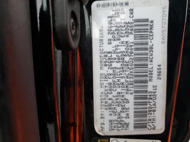 2004 Toyota Camry VIN 4T1BE32K54U270491 Copart auction photo, front end / side damage thumbnail 12