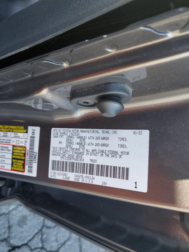 2023 Toyota Tundra VIN 5TFJC5DB7PX021014 Copart auction photo, front end / side damage thumbnail 13