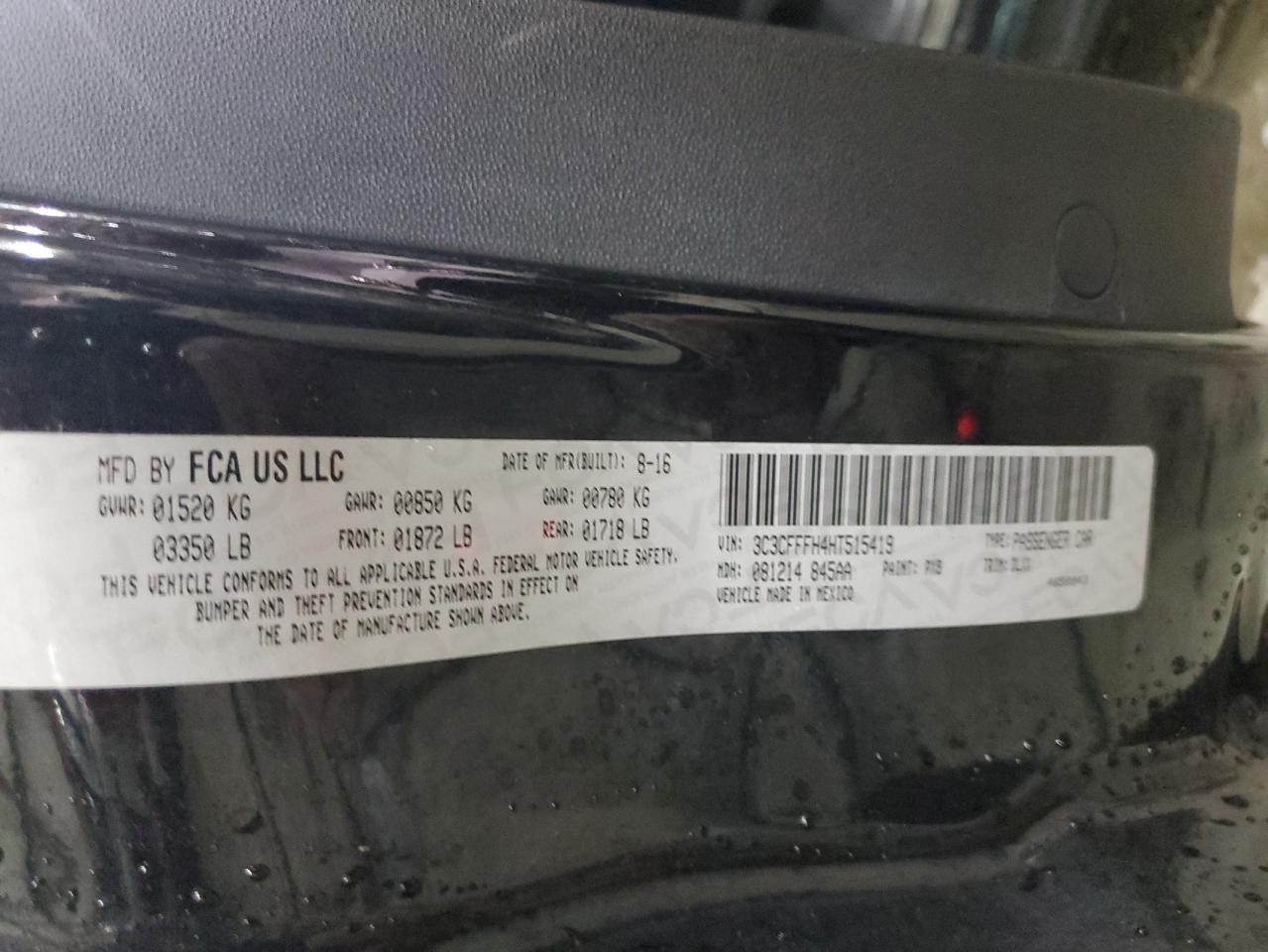 2017 Fiat 500 VIN 3C3CFFFH4HT515419 Copart auction photo, front end damage thumbnail 12