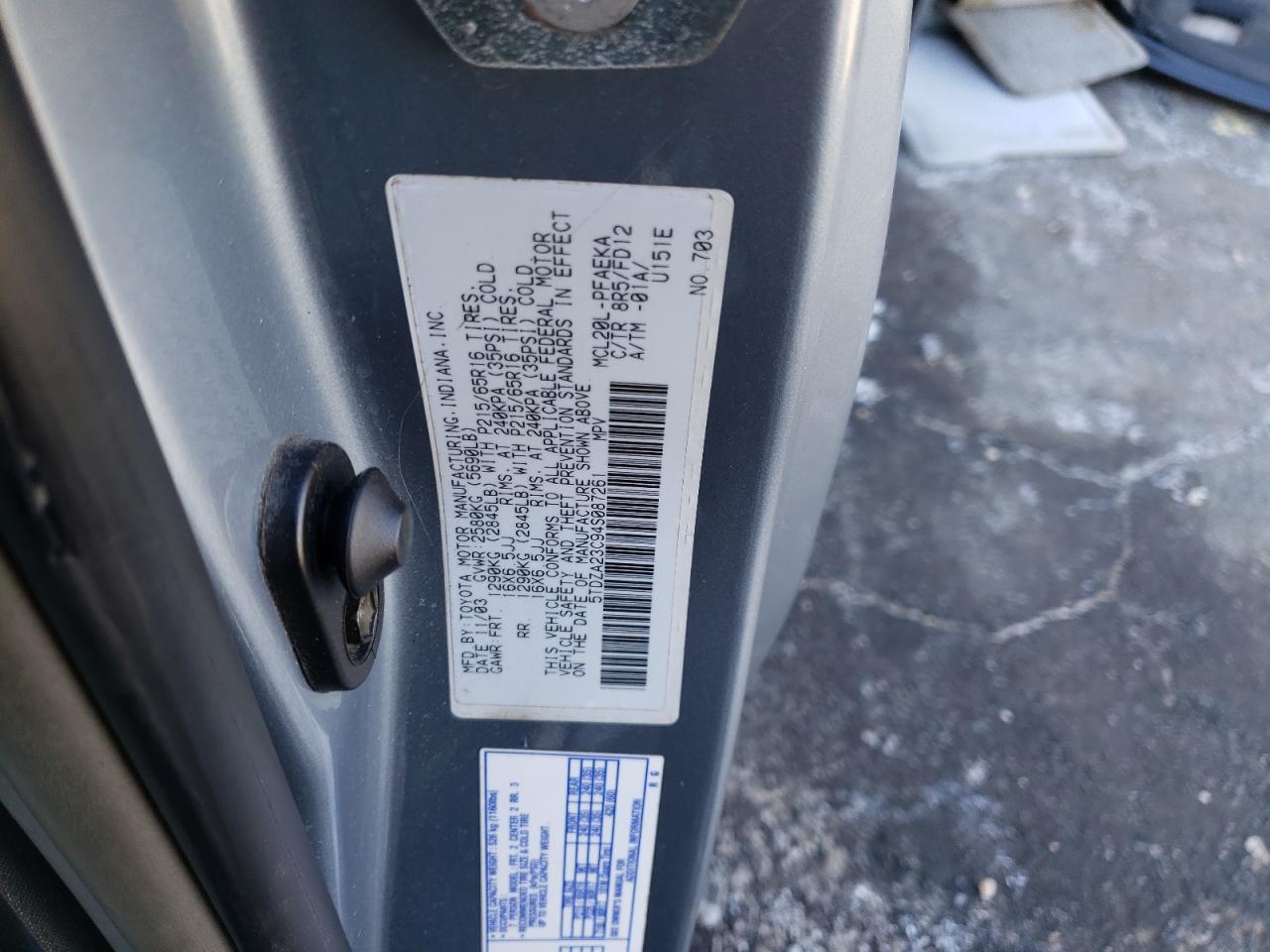 2004 Toyota Sienna VIN 5TDZA23C94S087261 Copart auction photo, side damage thumbnail 15